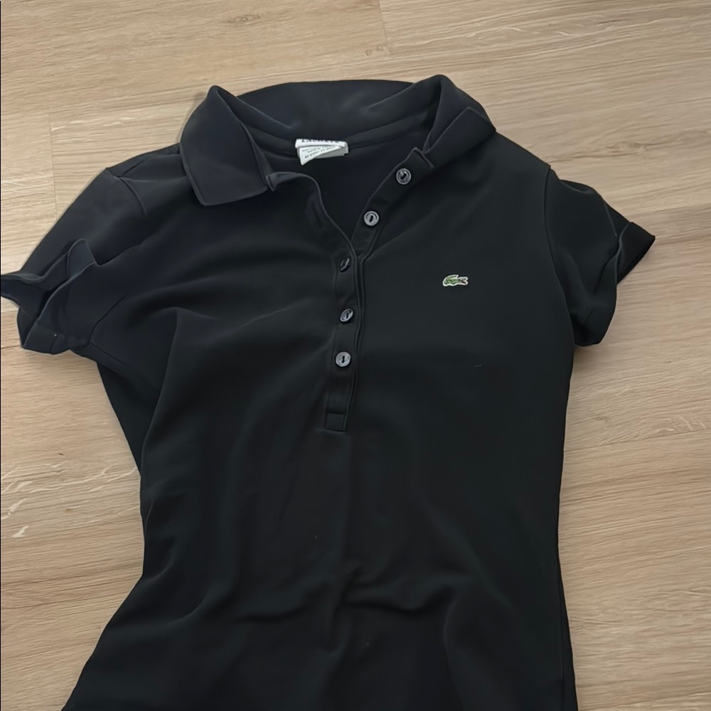 Lacoste Black Fitted Button Down Polo Shirt